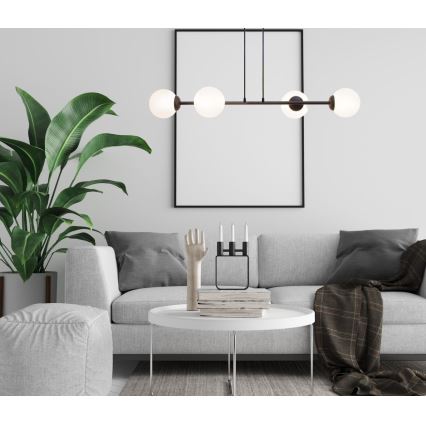Luster na sajli FIRA 4xE27/60W/230V crni