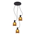Luster na sajli FIRE 3xE27/9W/230V braon/crna