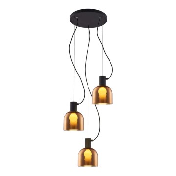 Luster na sajli FIRE 3xE27/9W/230V braon/crna