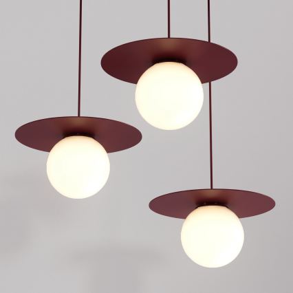 Luster na sajli FLAT 3xE27/15W/230V bordo