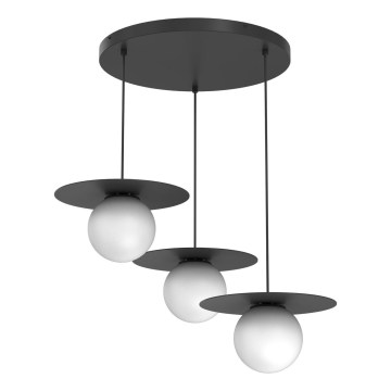 Luster na sajli FLAT 3xE27/15W/230V crni