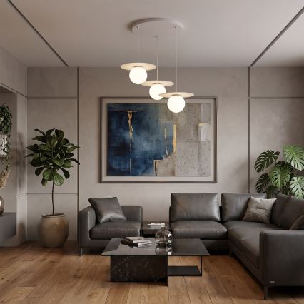 Luster na sajli FLAT 3xE27/15W/230V krem boje
