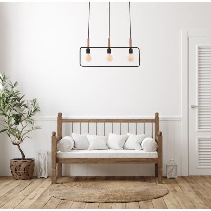 Luster na sajli FRAME 3xE27/60W/230V crna