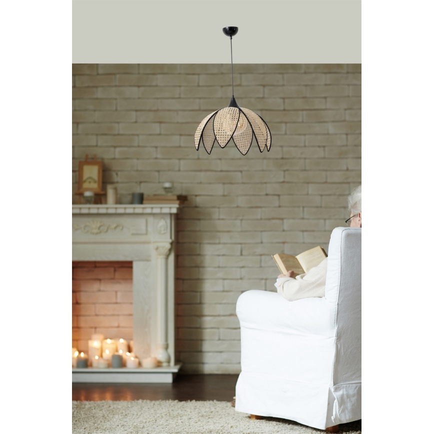 Luster na sajli FUME 1xE27/40W/230V, prečnik 40 cm, crna/bež