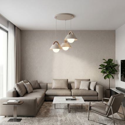 Luster na sajli FUNDA 3xE27/15W/230V bež