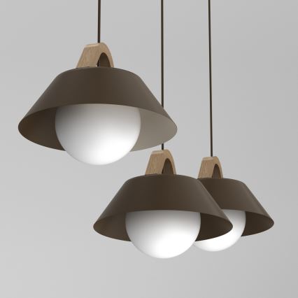 Luster na sajli FUNDA 3xE27/15W/230V braon