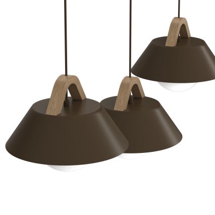 Luster na sajli FUNDA 3xE27/15W/230V braon
