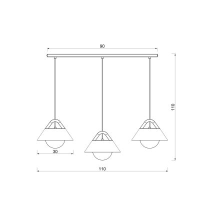 Luster na sajli FUNDA 3xE27/15W/230V krem boje