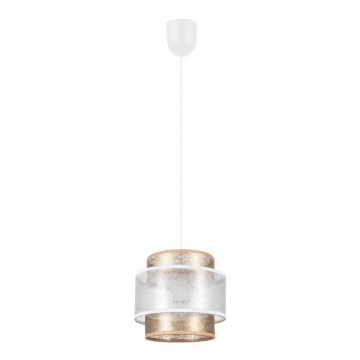 Luster na sajli GABI 1xE27/60W/230V zlatna/bela prečnik 20 cm