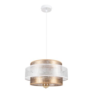 Luster na sajli GABI 1xE27/60W/230V zlatna/bela prečnik 40 cm