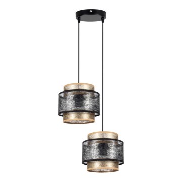 Luster na sajli GABI 2xE27/60W/230V zlatna/crna prečnik 30 cm