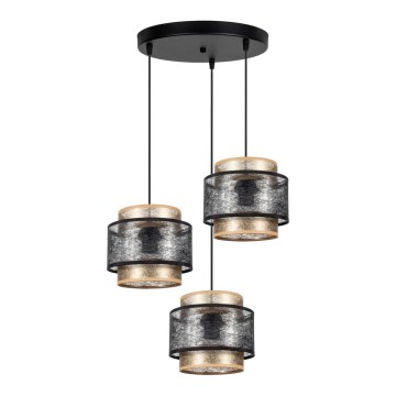 Luster na sajli GABI 3xE27/60W/230V u zlatnoj i crnoj boji prečnik 45 cm