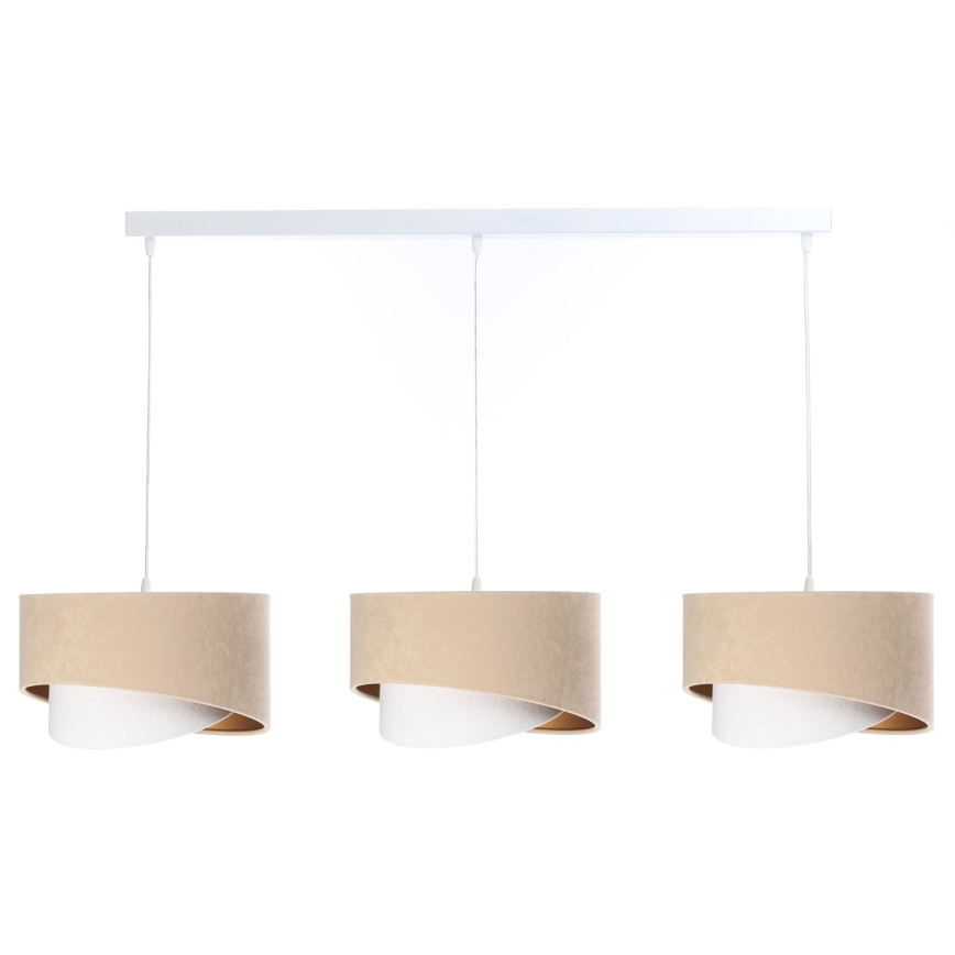 Luster na sajli GALAXY 3xE27/60W/230V bež/beli/zlatni