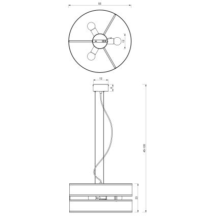 Luster na sajli GLUM 3xE27/60W/230V crn
