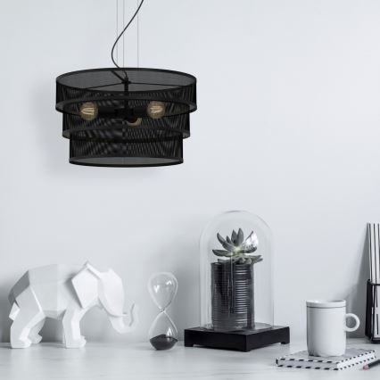Luster na sajli GLUM 3xE27/60W/230V crne boje