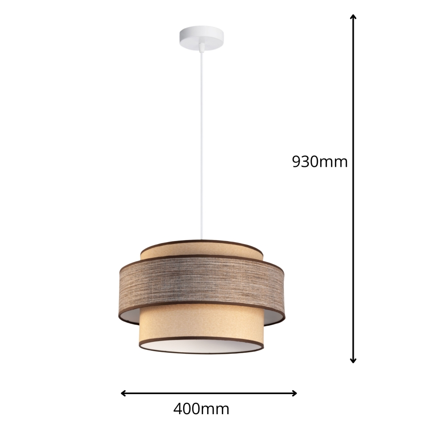 Luster na sajli GRACE 1xE27/60W/230V prečnik 40 cm bež/braon