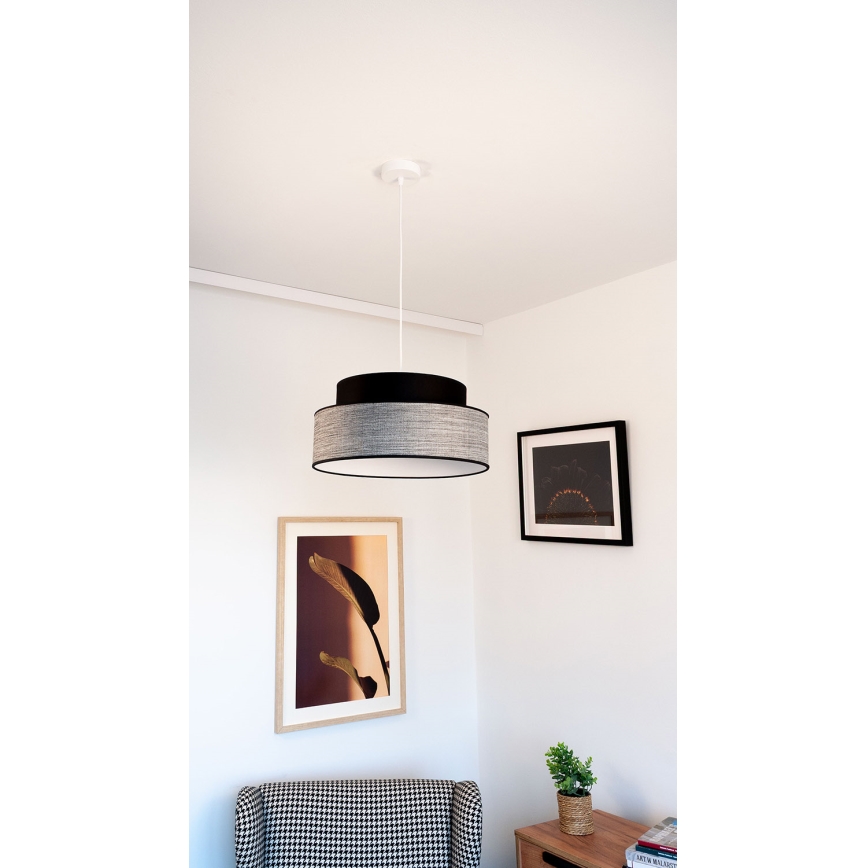 Luster na sajli GRACE 1xE27/60W/230V, prečnik 40 cm, crna/siva