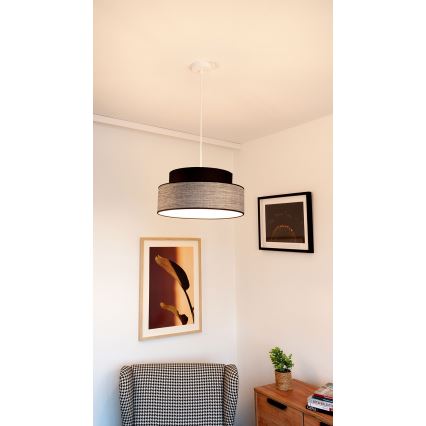 Luster na sajli GRACE 1xE27/60W/230V, prečnik 40 cm, crna/siva