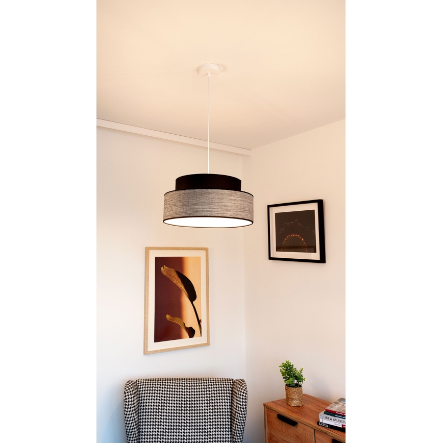 Luster na sajli GRACE 1xE27/60W/230V, prečnik 40 cm, crna/siva