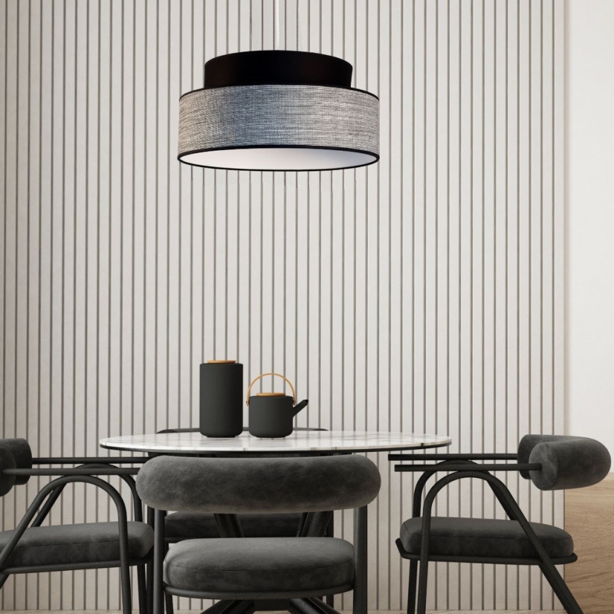Luster na sajli GRACE 1xE27/60W/230V, prečnik 40 cm, crna/siva