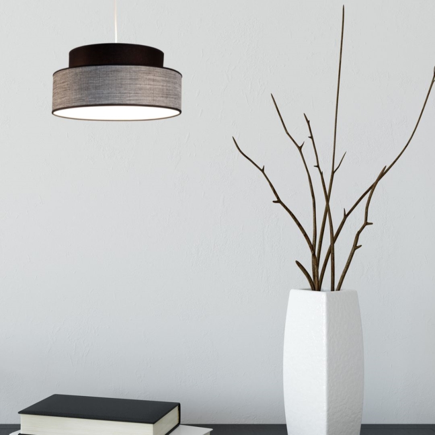Luster na sajli GRACE 1xE27/60W/230V, prečnik 40 cm, crna/siva