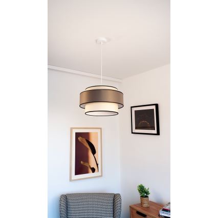 Luster na sajli GRACE 1xE27/60W/230V prečnik 40 cm krem/braon