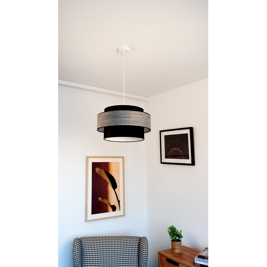 Luster na sajli GRACE 1xE27/60W/230V, prečnika 40 cm, crna/siva