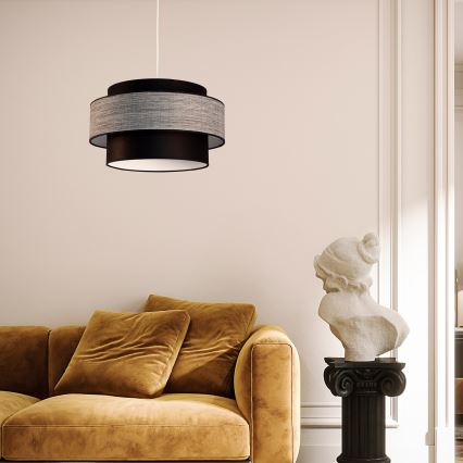 Luster na sajli GRACE 1xE27/60W/230V, prečnika 40 cm, crna/siva