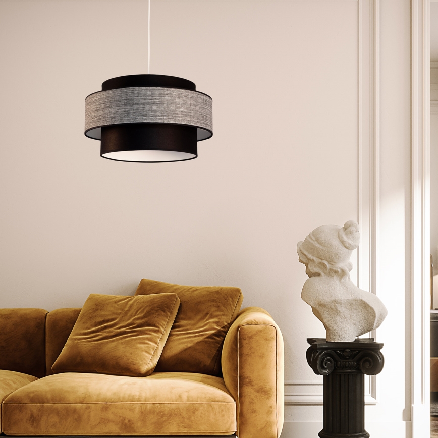 Luster na sajli GRACE 1xE27/60W/230V, prečnika 40 cm, crna/siva