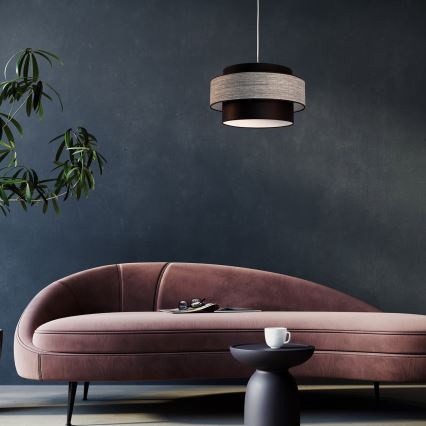 Luster na sajli GRACE 1xE27/60W/230V, prečnika 40 cm, crna/siva