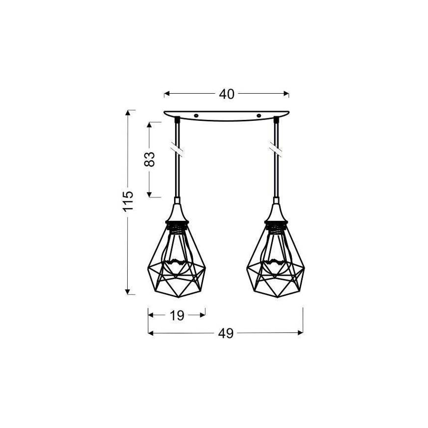 Luster na sajli GRAF 2xE27/60W/230V