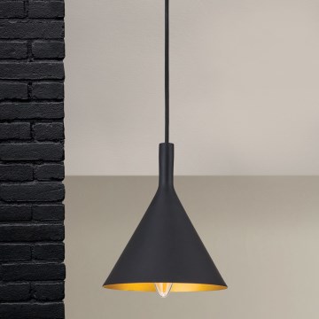 Luster na sajli GUNDA 1xE14/40W/230V prečnik 16,5 cm crna/zlatna