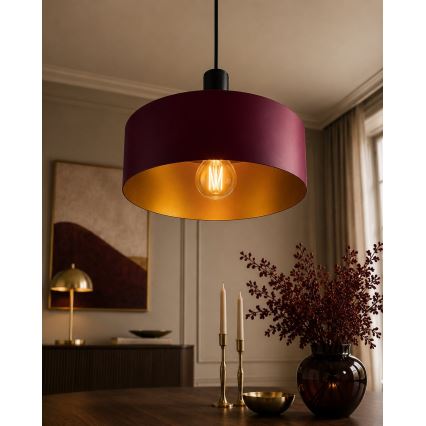Luster na sajli HAKI 1xE27/60W/230V bordo/crna