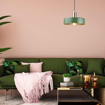 Luster na sajli HAKI 1xE27/60W/230V zelena/crna/sjajni hrom