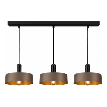 Luster na sajli HAKI 3xE27/60W/230V smeđa/crna