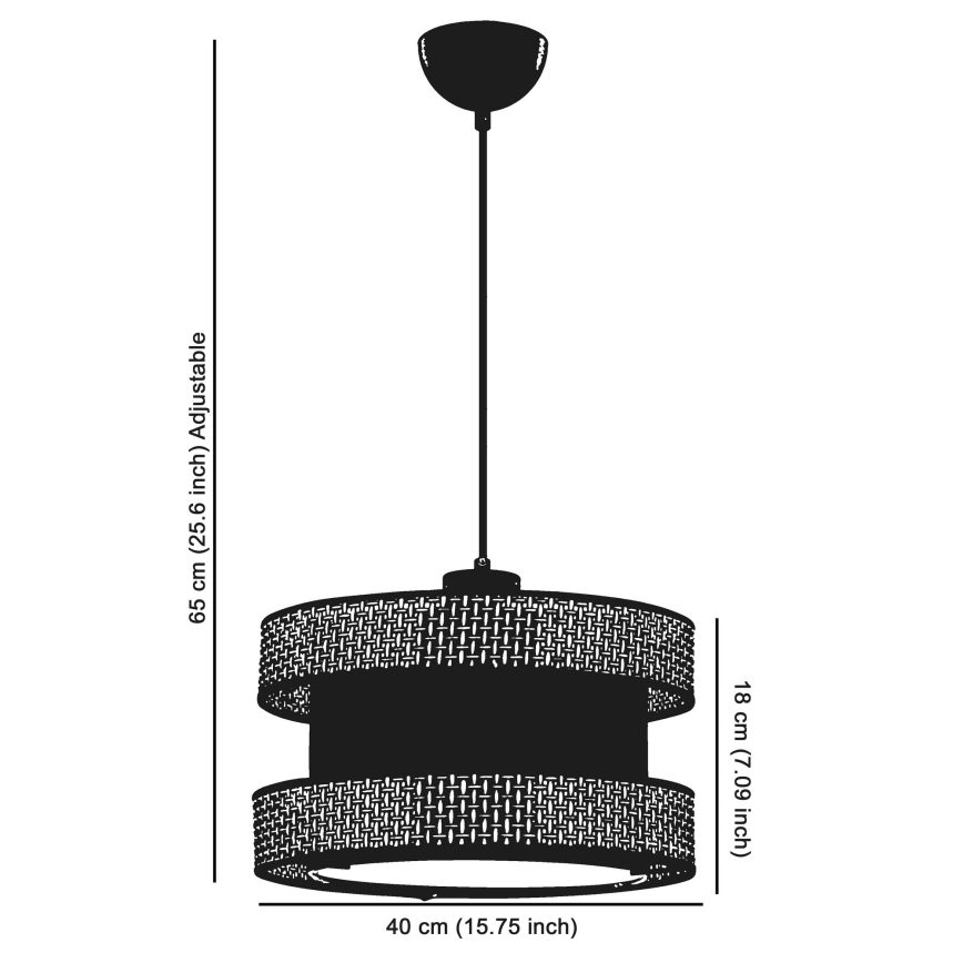 Luster na sajli HALO 1xE27/60W/230V crna/krem