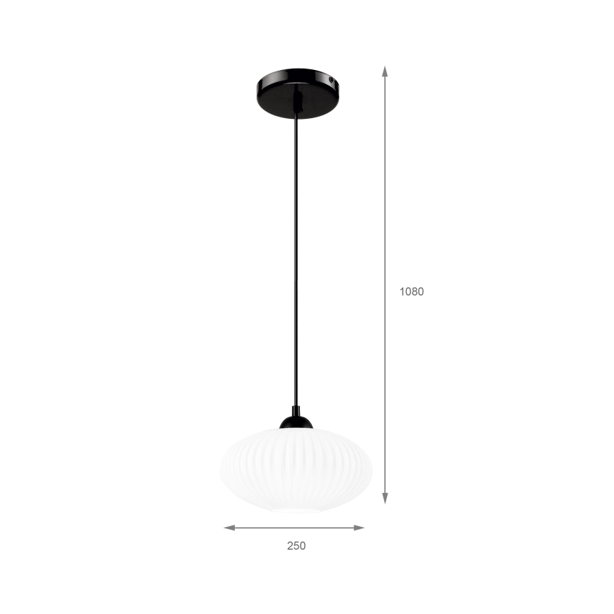 Luster na sajli HARMA 1xE27/15W/230V prečnik 25 cm bela/crna