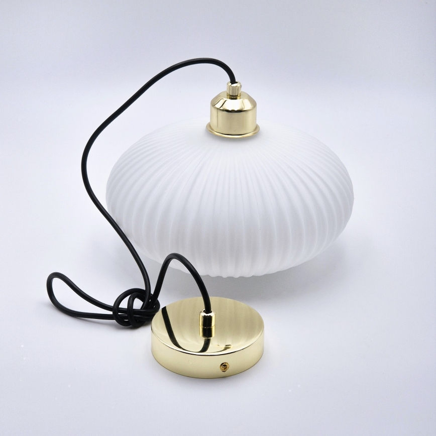 Luster na sajli HARMA 1xE27/15W/230V prečnik 25 cm bela/zlatna