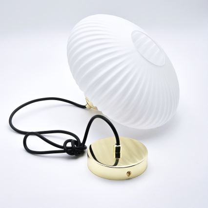 Luster na sajli HARMA 1xE27/15W/230V prečnik 25 cm bela/zlatna