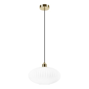 Luster na sajli HARMA 1xE27/15W/230V prečnik 30 cm bela/zlatna
