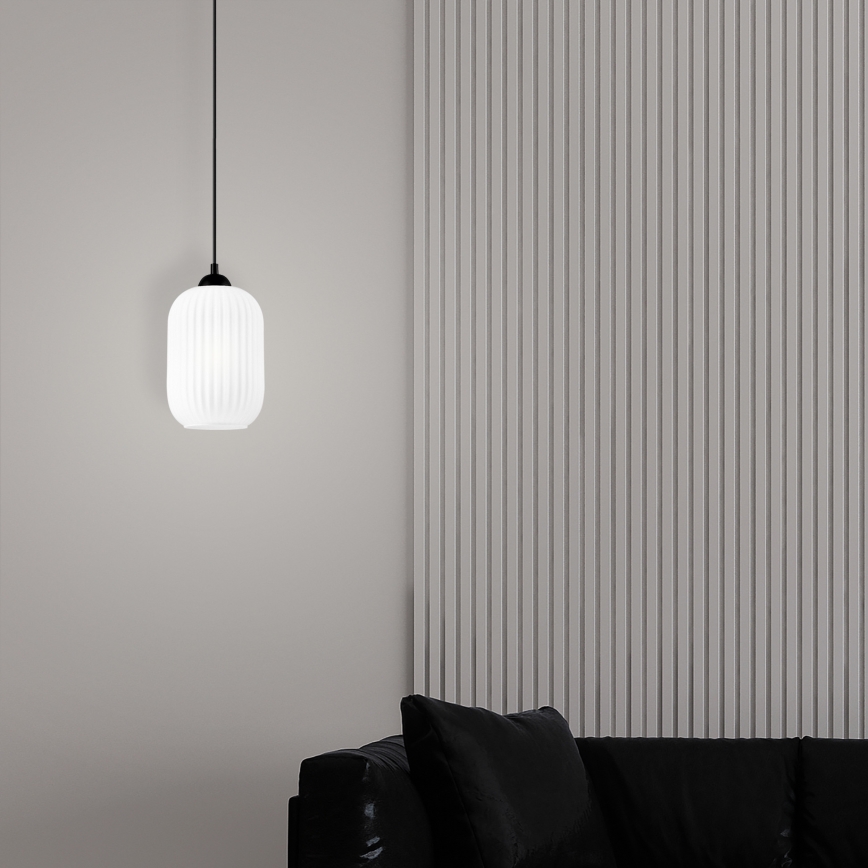 Luster na sajli HARMA 1xE27/15W/230V Ø 14 cm bela/crna