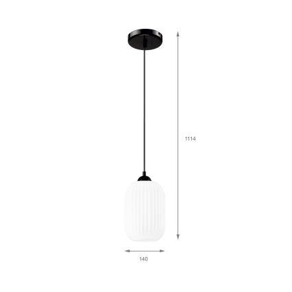 Luster na sajli HARMA 1xE27/15W/230V Ø 14 cm bela/crna