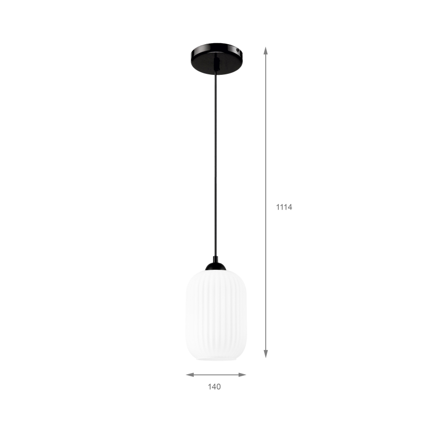 Luster na sajli HARMA 1xE27/15W/230V Ø 14 cm bela/crna