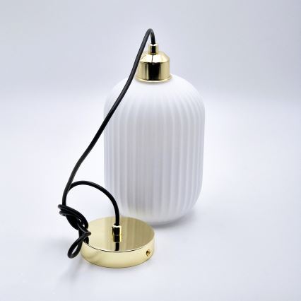 Luster na sajli HARMA 1xE27/15W/230V Ø 14 cm bela/zlatna