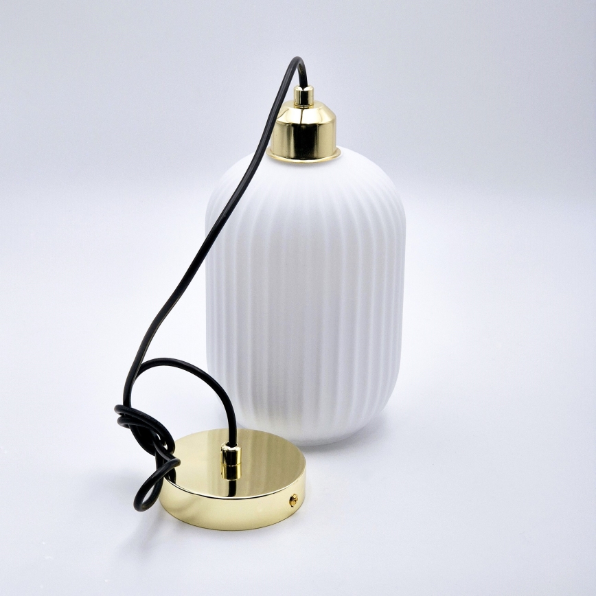 Luster na sajli HARMA 1xE27/15W/230V Ø 14 cm bela/zlatna