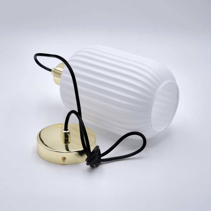 Luster na sajli HARMA 1xE27/15W/230V Ø 14 cm bela/zlatna