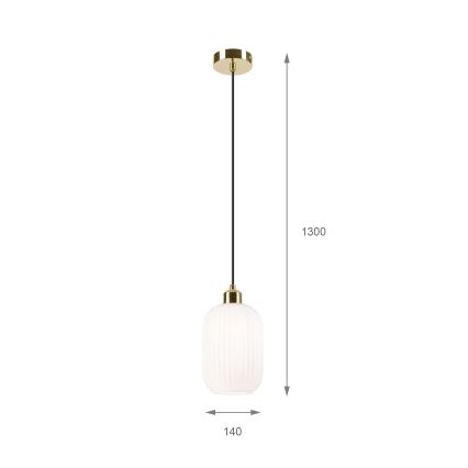 Luster na sajli HARMA 1xE27/15W/230V Ø 14 cm bela/zlatna