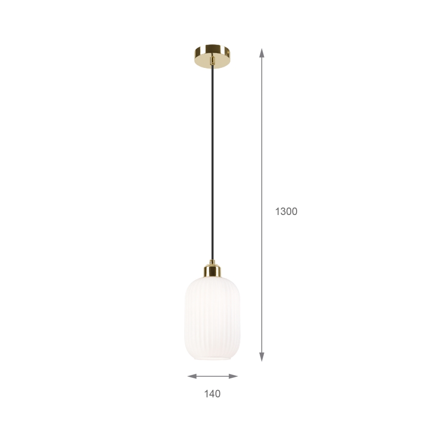 Luster na sajli HARMA 1xE27/15W/230V Ø 14 cm bela/zlatna