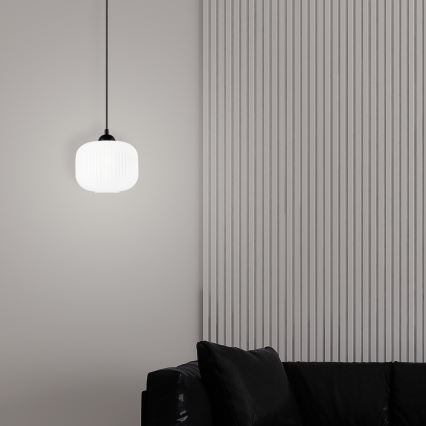 Luster na sajli HARMA 1xE27/15W/230V Ø 20 cm bela/crna