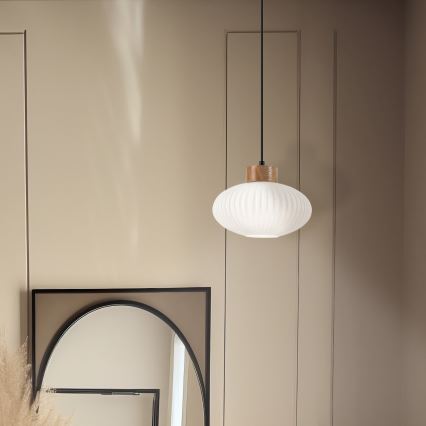Luster na sajli HARMONY 1xE27/15W/230V prečnik 25 cm bela/hrast